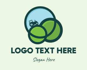 Land - Green Eco Tractor Farming logo design