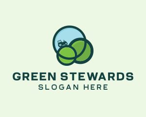 Green Eco Tractor Farming logo design