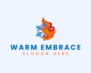 Fire Snowflake Ventilation logo design