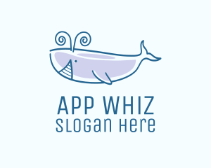 Blue Happy Whale logo design