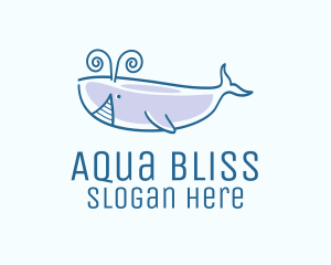 Blue Happy Whale logo design