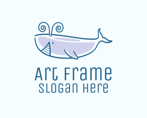 Blue Happy Whale logo design