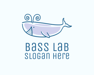 Blue Happy Whale logo design