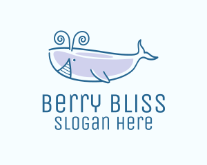 Blue Happy Whale logo design