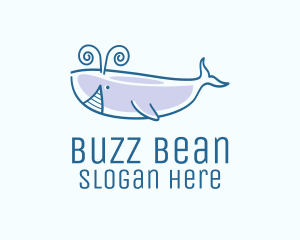 Blue Happy Whale logo design