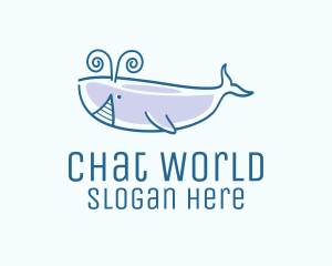 Blue Happy Whale logo design