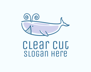 Blue Happy Whale logo design