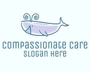 Blue Happy Whale logo design