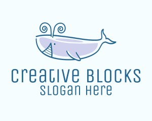 Blue Happy Whale logo design