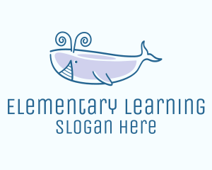 Blue Happy Whale logo design