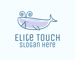 Blue Happy Whale logo design