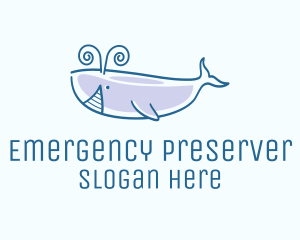 Blue Happy Whale logo design