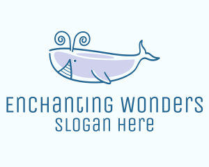 Blue Happy Whale logo design