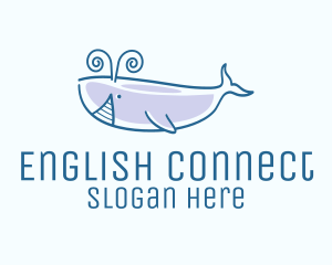 Blue Happy Whale logo design