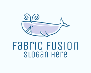 Blue Happy Whale logo design