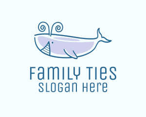 Blue Happy Whale logo design