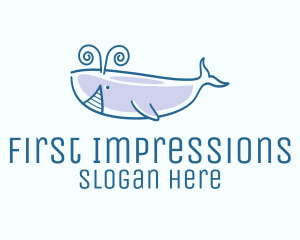 Blue Happy Whale logo design