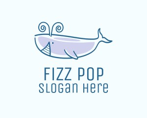 Blue Happy Whale logo design