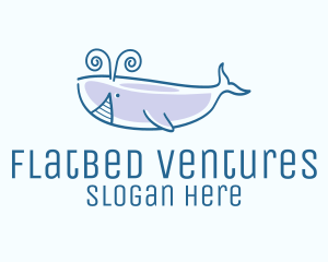 Blue Happy Whale logo design