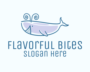 Blue Happy Whale logo design