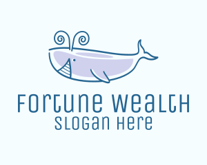 Blue Happy Whale logo design