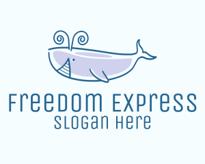 Blue Happy Whale logo design