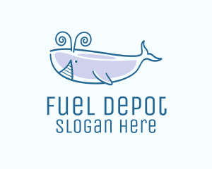 Blue Happy Whale logo design