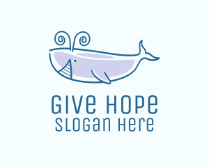 Blue Happy Whale logo design