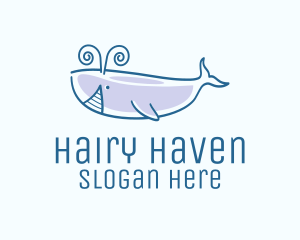 Blue Happy Whale logo design