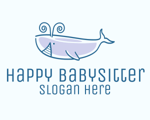 Blue Happy Whale logo design