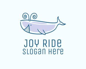 Blue Happy Whale logo design