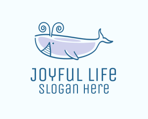 Blue Happy Whale logo