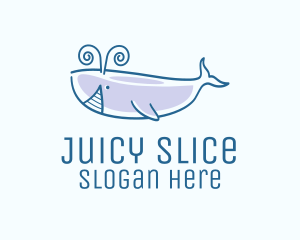 Blue Happy Whale logo design