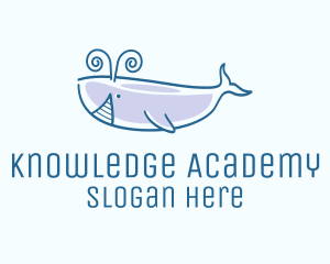 Blue Happy Whale logo design