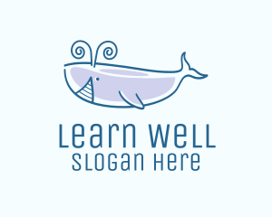 Blue Happy Whale logo design