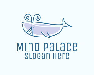 Blue Happy Whale logo design