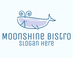 Blue Happy Whale logo design