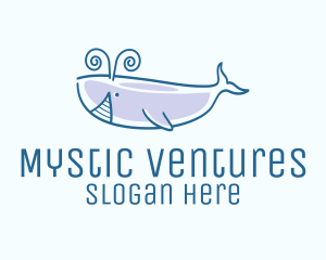 Blue Happy Whale logo design