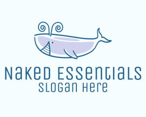 Blue Happy Whale logo design