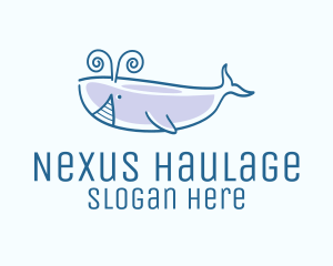 Blue Happy Whale logo design