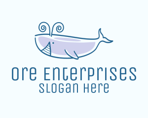 Blue Happy Whale logo design