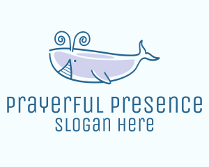 Blue Happy Whale logo design