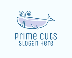 Blue Happy Whale logo design