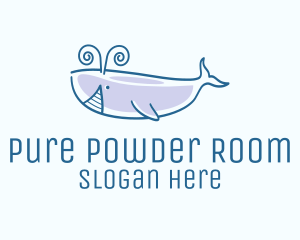 Blue Happy Whale logo design