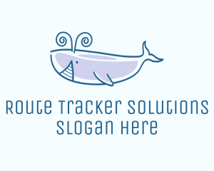 Blue Happy Whale logo design