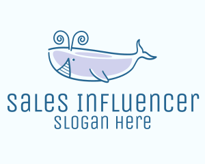 Blue Happy Whale logo design