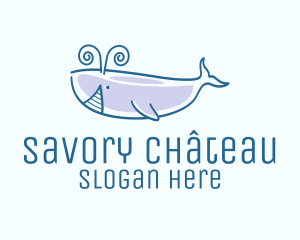 Blue Happy Whale logo design