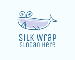 Blue Happy Whale logo design