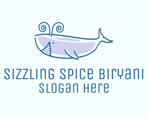 Blue Happy Whale logo design