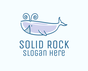 Blue Happy Whale logo design